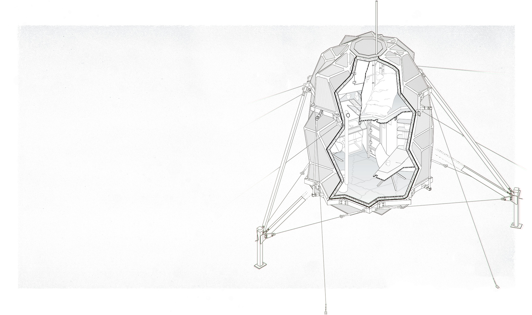 Axonometric drawing of the habitat